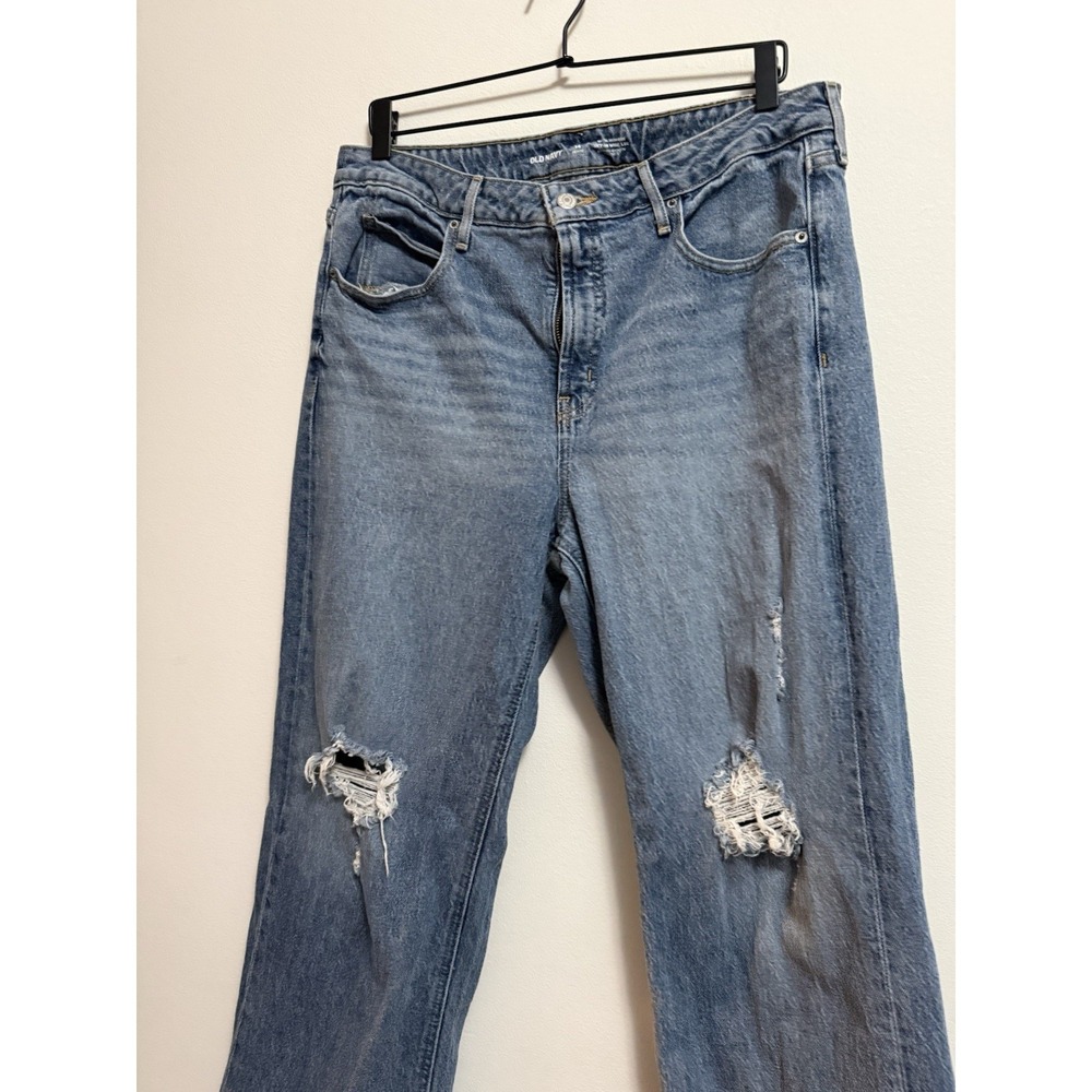 Old Navy - Women's Extra High-Rise Sky-Hi Wide Leg Light Blue Denim - Size 14P - Picture 2 of 4